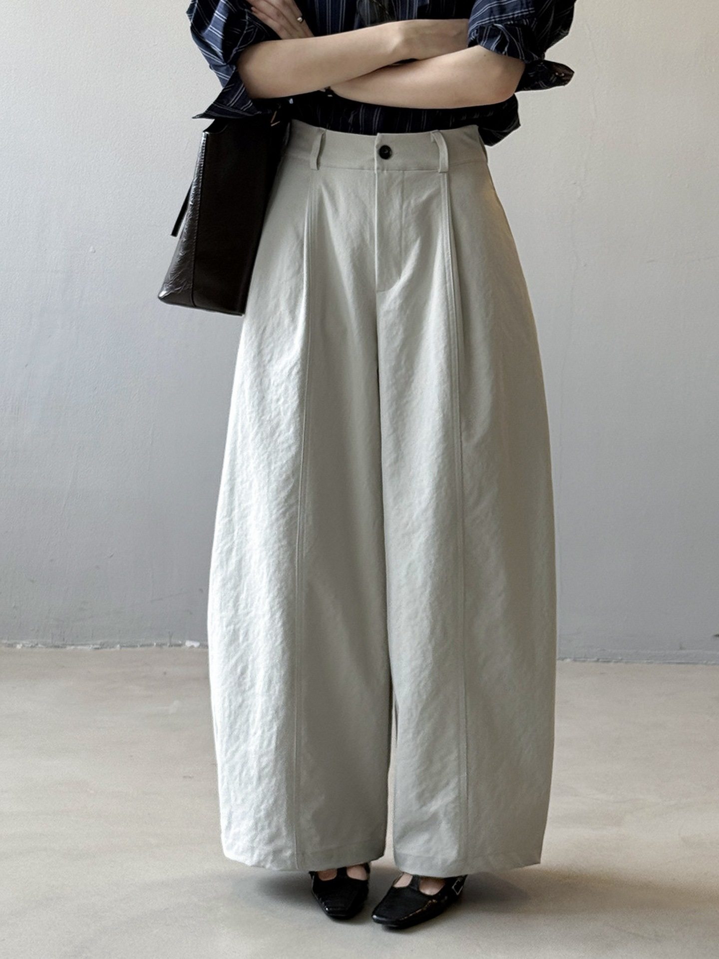 Autumn New Korean Minimalist Curved Pants Women Loose Casual Pants Relaxed Wide Leg Pants