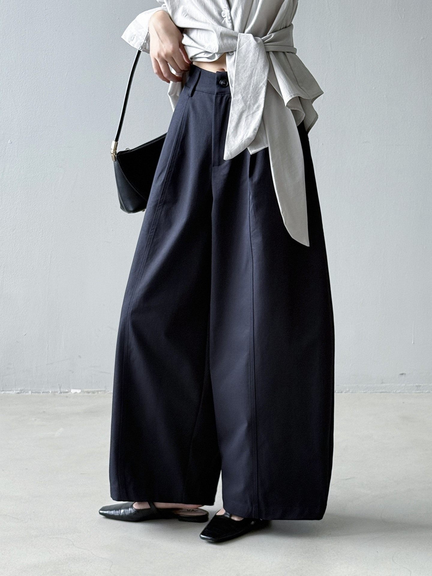 Autumn New Korean Minimalist Curved Pants Women Loose Casual Pants Relaxed Wide Leg Pants - Image 2