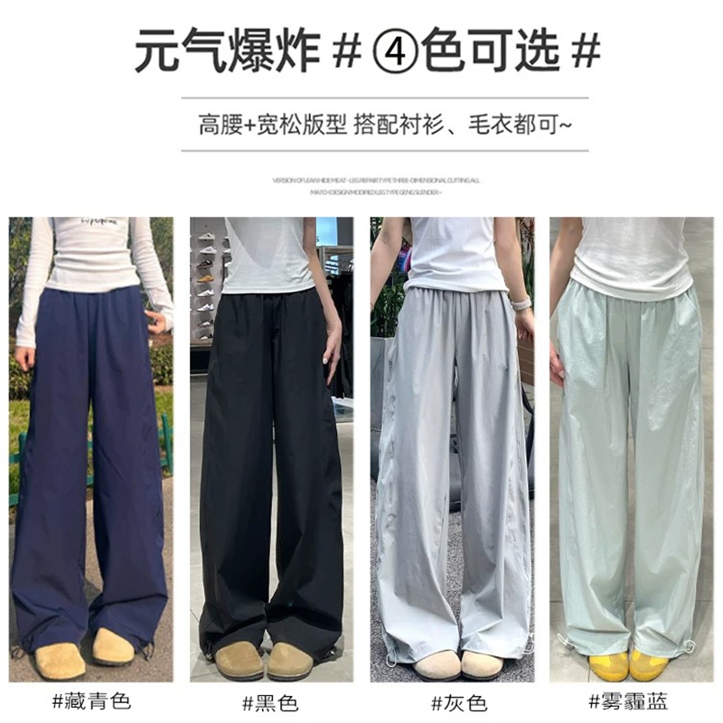 Women's Light Blue Quick-Dry Cargo Pants Summer Thin New Loose Straight Wide-Leg Casual Sports Pants - Image 2